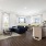 living room and kitchen with island