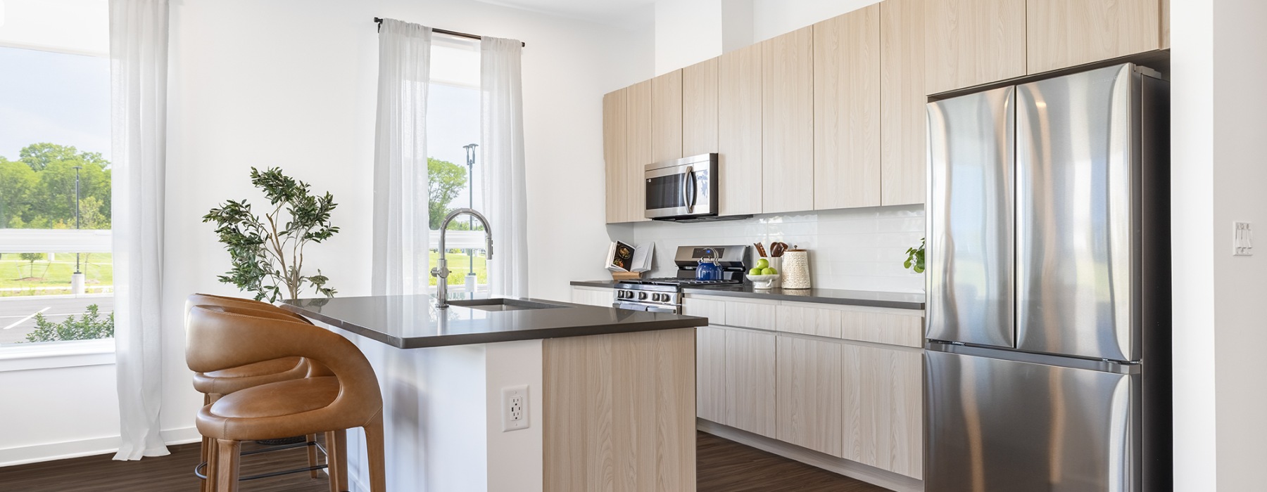 kitchen with island and stainless steel appliances